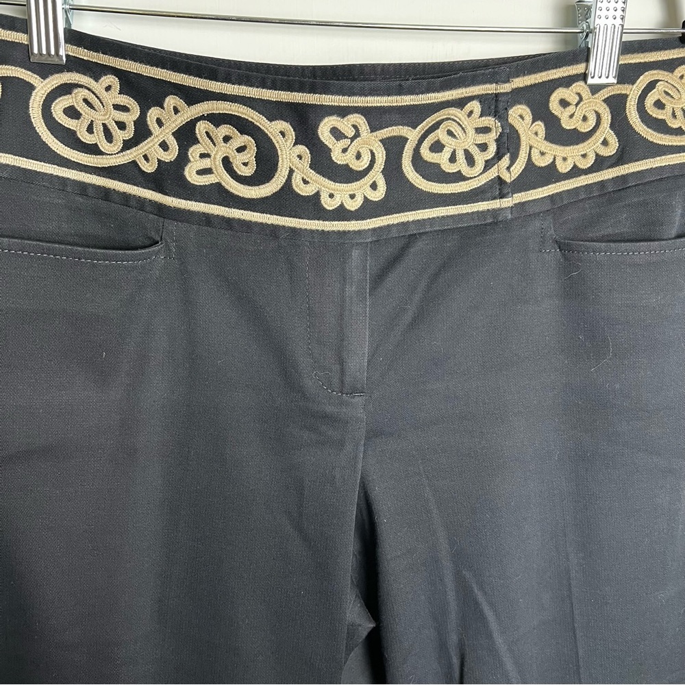Ann Taylor Loft - Navy Blue Trousers with Embroidered Waistband - Sz.‎ 8 - Picture 4 of 7